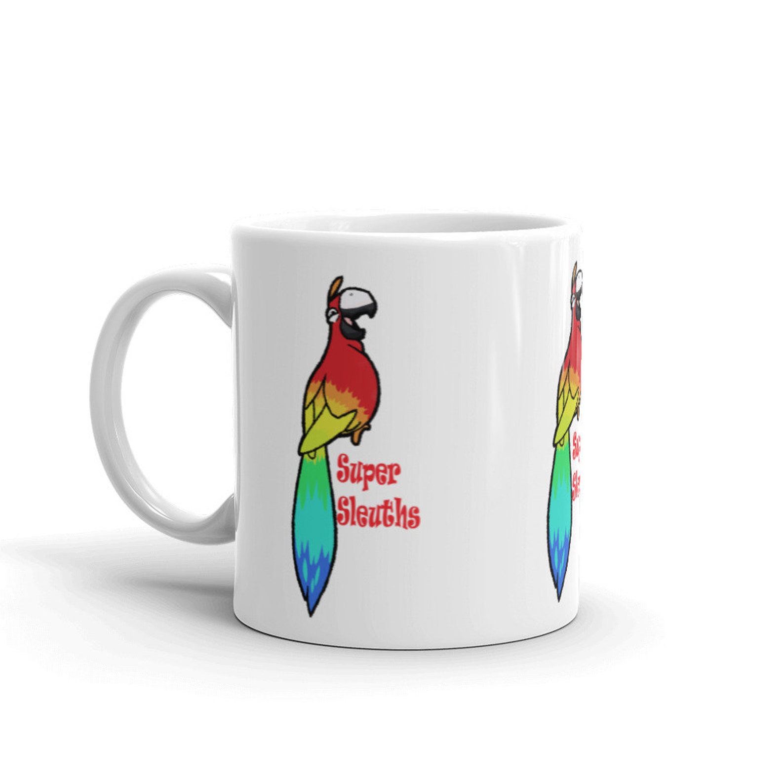 Super Sleuths Story Club Sandlandia parrot mug